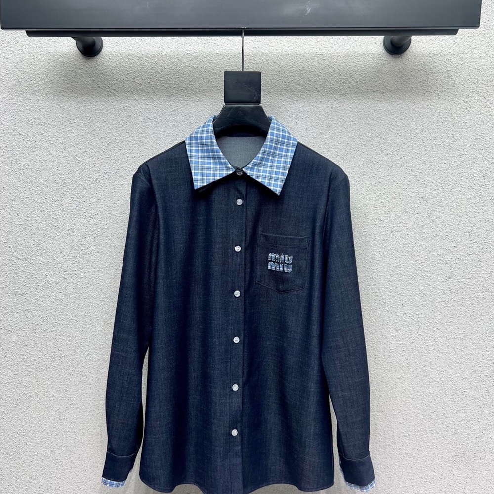 Miu Miu Women's Black and Blue Top